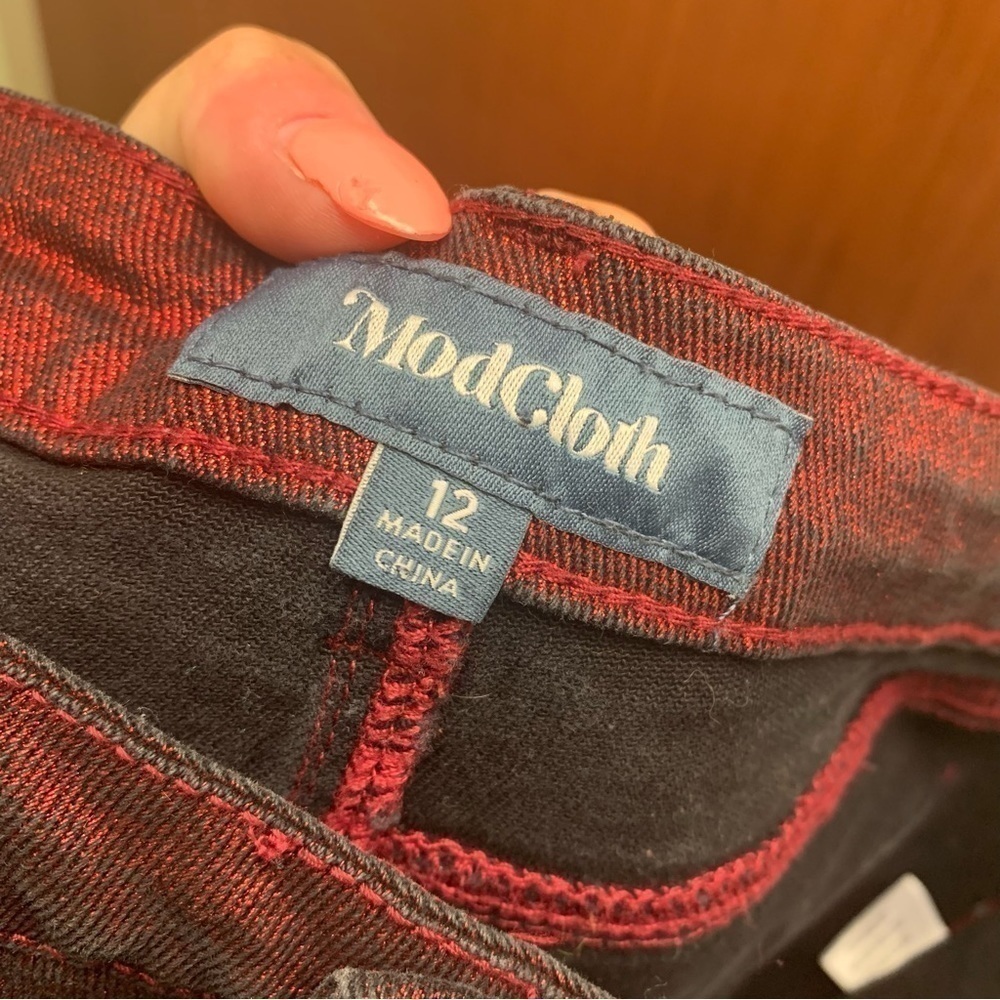 ModCloth Distressed Red Metallic Pants - Picture 11 of 12